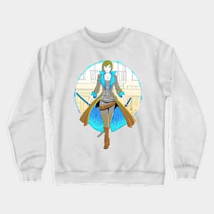 Orange and blue swordswoman Crewneck Sweatshirt